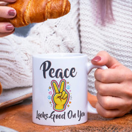 Peace Looks Good on You – Positive Vibes Graphic コーヒーマグカップ