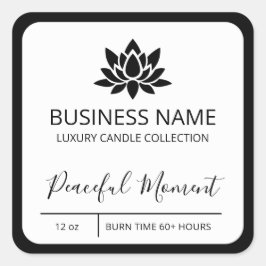Peace Lotus Black 縁ど Soy Candleラベル スクエアシール