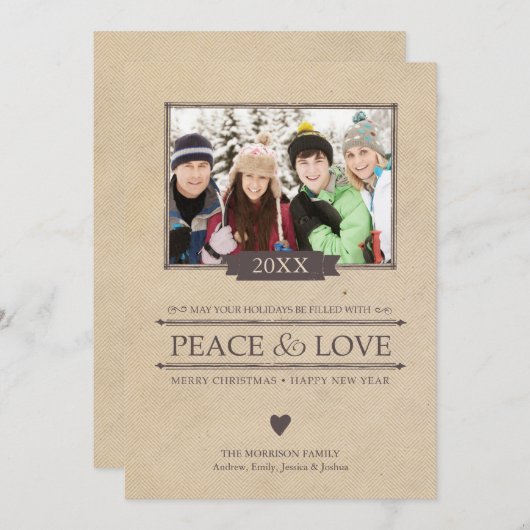 Peace & Loveクリスマスフォトフラットカード シーズンカード (正面/裏面)