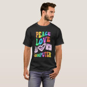 PEACE LOVEコンピュータレトロ技術先生Groov Tシャツ (正面フル)