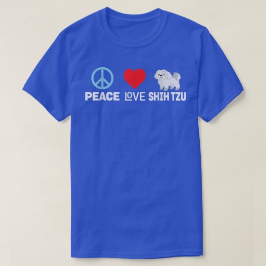 Peace Loveシーズー（犬）Tzu Tシャツ – Person Shi (デザイン正面)