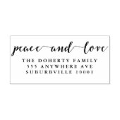 Peace & Loveスクリプト差出人住所木印 ラバースタンプ (インプリント)