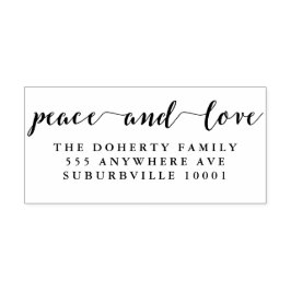 Peace & Loveスクリプト差出人住所木印 ラバースタンプ