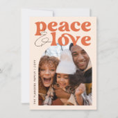 Peace & LoveレトロGroovy Archおもしろいクリスマスフォト シーズンカード (正面)