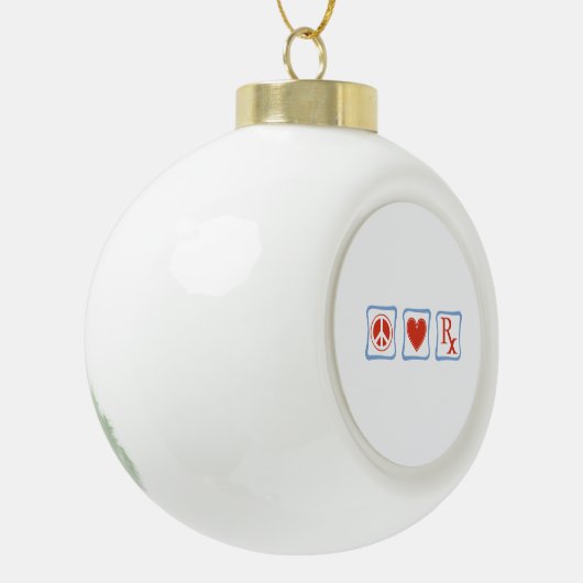 Peace Love薬剤師スクウェアハートとRx セラミックボールオーナメント (左)