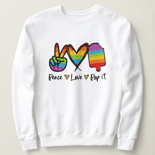 Peace Love ポップ・アートの It Sweatshirt、Rainbow Itポップ・アー スウェットシャツ (デザイン正面)