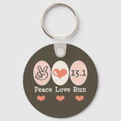 Peace Love 13.1 走ハーフマラソンキーチェーン キーホルダー (正面)