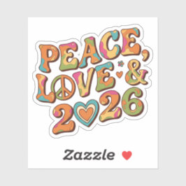 Peace Love 2026 Groovy Retro Sticker シール