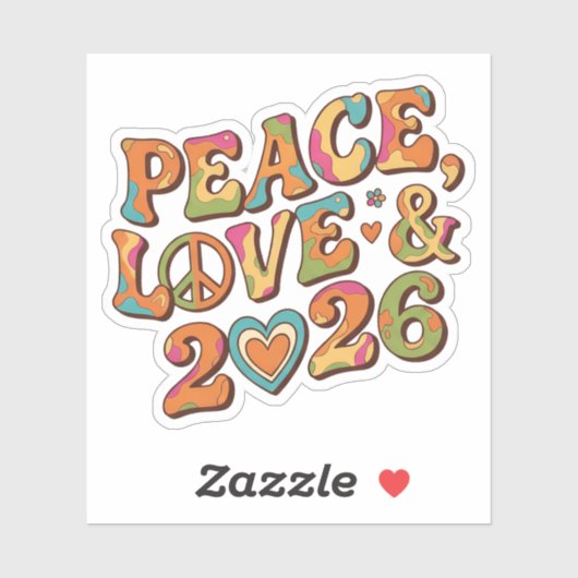 Peace Love 2026 Groovy Retro Sticker シール (シート)