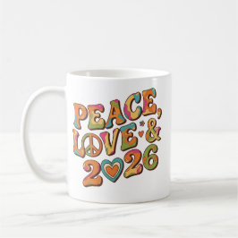 Peace Love 2026 Retro Psychedelic Mug コーヒーマグカップ
