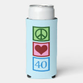 Peace Love 40 Cute Blue 40th Birthdayパーティー スリム缶クーラー (Seltzer正面)