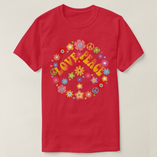 PEACE LOVE 60s 70s絞り染めヒッパイハロウィーンコスト Tシャツ (デザイン正面)