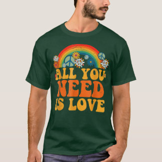 Peace Love 60s 70s絞り染めGroovy Hippie衣装H Tシャツ