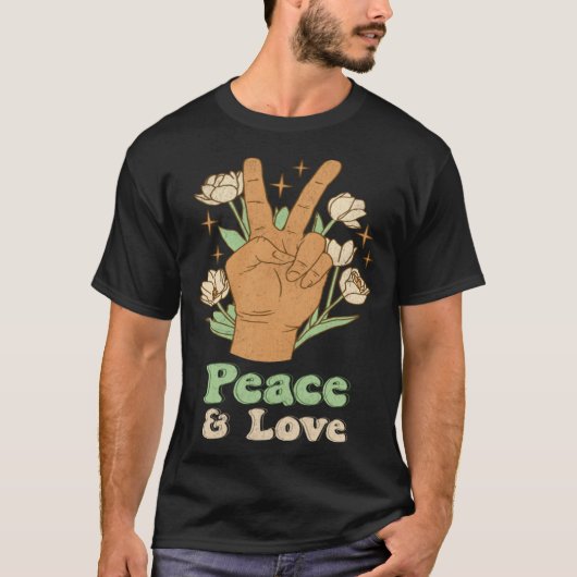 Peace & Love 60s 70s Tie Dye Hippie Costume Retro Tシャツ (正面)