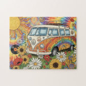 Peace & Love 70s Retro Van Puzzle ジグソーパズル (横)