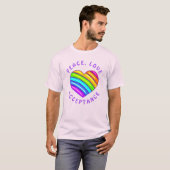 Peace, Love, Acceptance Rainbow Pride Heart Shirt Tシャツ (正面フル)