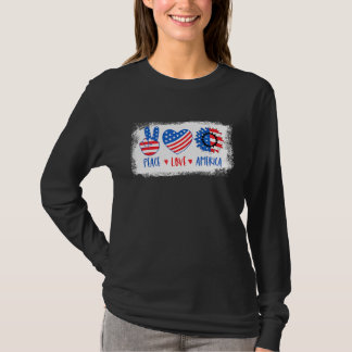 Peace Love America 7月4日ひまわりアメリカ Tシャツ
