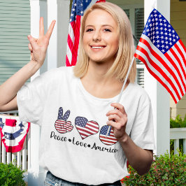 Peace Love America Funny Patriotic  Tシャツ