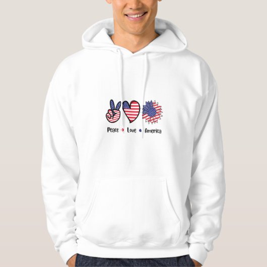 Peace Love America Men's hoodie パーカ (正面)