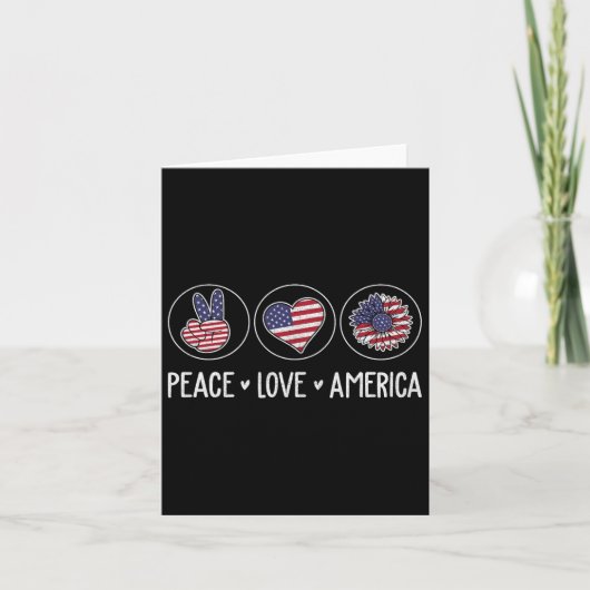 Peace Love America Sunflower Women 4 Of July カード (正面)