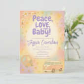 Peace Love and Baby Retro Baby Shower Party 招待状 (スタンド正面)