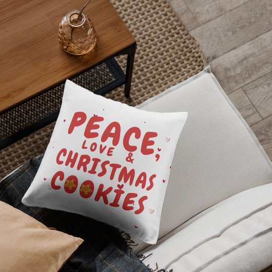 Peace, Love, and Christmas Cookie クッション