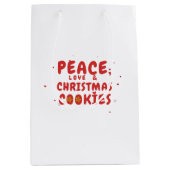 Peace, Love, and Christmas Cookie ミディアムペーパーバッグ (正面)