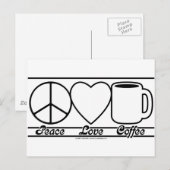 Peace Love and Coffee ポストカード (正面/裏面)