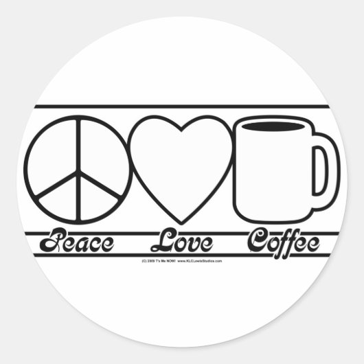 Peace Love and Coffee ラウンドシール (正面)