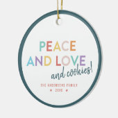 Peace Love and Cookiesおもしろいブライトレインボーカラー セラミックオーナメント (左)