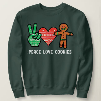 Peace Love And Cookies Santa Gingerbread Cookie Lo スウェットシャツ