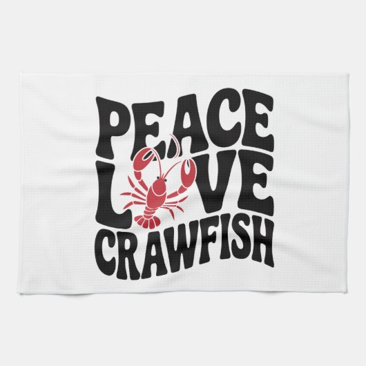 Peace Love and Crawfish Cajun  キッチンタオル (横)