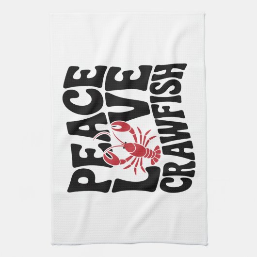 Peace Love and Crawfish Cajun  キッチンタオル (縦)