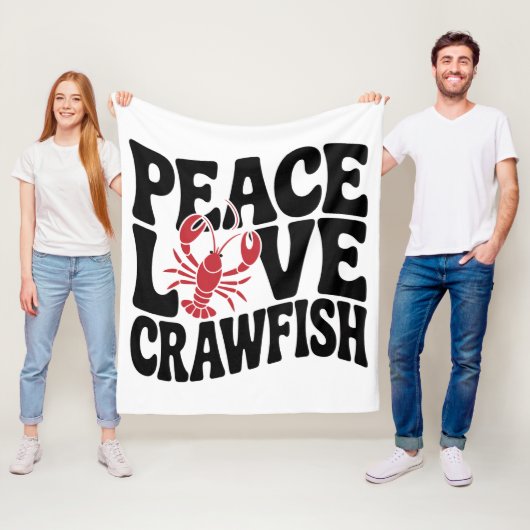 Peace Love and Crawfish Cajun フリースブランケット (インサイチュ)