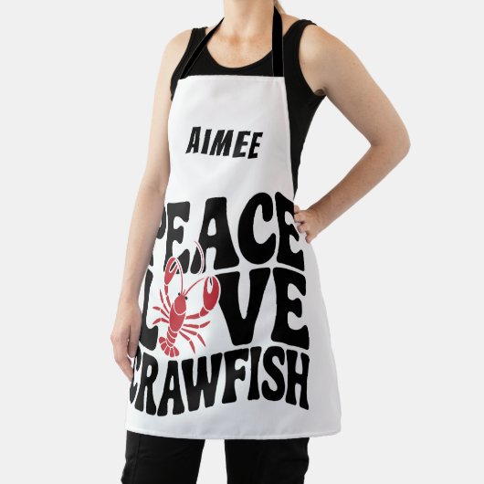 Peace Love and Crawfish Cajun Name エプロン (インサイチュ)