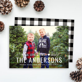 Peace Love and Family Black Buffalo Plaid写真 シーズンカード