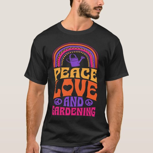 Peace Love and Gardening Bohemian Rainbow Psychede Tシャツ (正面)