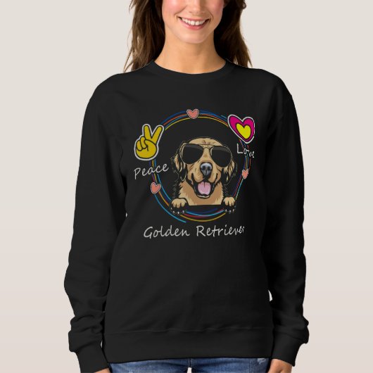 Peace Love and Golden Retriever Cute Dog  for Moth スウェットシャツ (正面)
