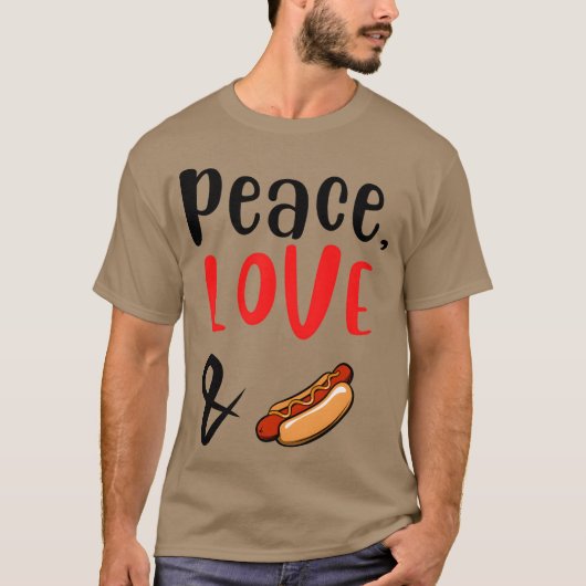 Peace Love and Hotdogs friends Tシャツ (正面)