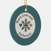 Peace, Love and Inclusion | Personalized Holiday セラミックオーナメント (右)