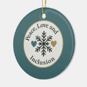 Peace, Love and Inclusion | Personalized Holiday セラミックオーナメント (左)