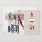 Peace Love and Joyクリスマスツリー赤い写真 シーズンカード (正面)