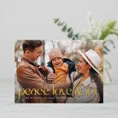 Peace, Love and Joyホイルシンプルフォトホリデーカード 箔シーズンカード (立ち正面)