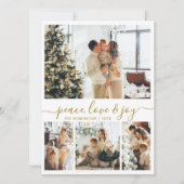 Peace Love and Joy金ゴールドスクリプト4 Photo Christmas シーズンカード (正面)