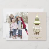 Peace Love and Joy Christmas Tree Green Photo シーズンカード (正面)