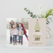 Peace Love and Joy Christmas Tree Green Photo シーズンカード (スタンド正面)
