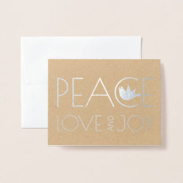 Peace love and Joy doveクリスマスフォトシルバー 箔カード