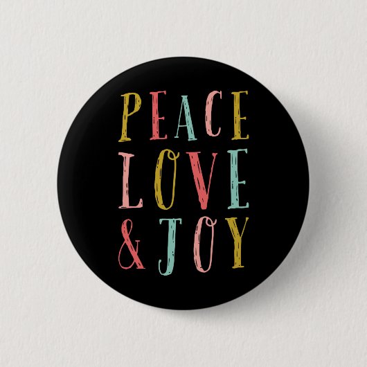 Peace Love And Joy Whimsical Holiday Toddler T Shi 缶バッジ (正面)