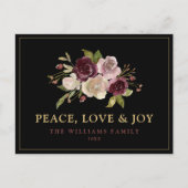Peace Love and Joy Winter Bouquet Black シーズンポストカード (正面)