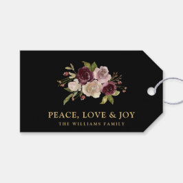 Peace Love and Joy Winter Bouquet Black Holiday ギフトタグ